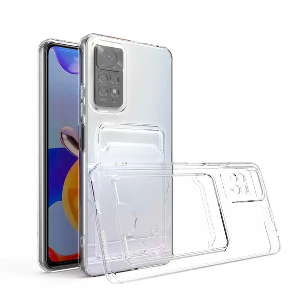 Xiaomi Redmi Note 11 Global Kılıf Kartlıklı Şeffaf Zore Setra Clear Silikon Kapak - 2