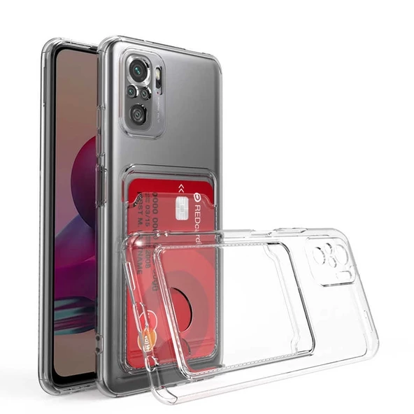 Xiaomi Redmi Note 10S Kılıf Kartlıklı Şeffaf Zore Setra Clear Silikon Kapak - Resim 2