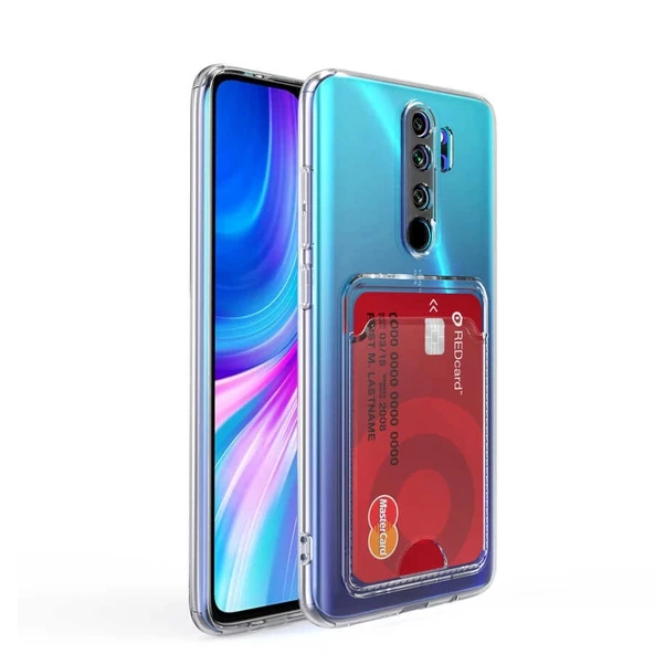Xiaomi Redmi Note 8 Pro Kılıf Kartlıklı Şeffaf Zore Setra Clear Silikon Kapak - 4