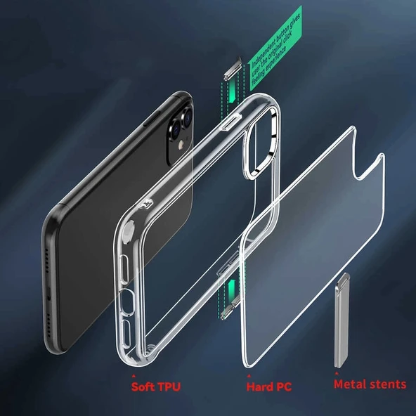 Apple iPhone 11 Kılıf Standlı Şeffaf Silikon Zore L-Stand Kapak - 9