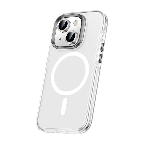 Apple iPhone 15 Plus Kılıf Airbagli M-safe Wireless Şarj Özellikli Lens Koruyuculu Zore Klaptika Kapak