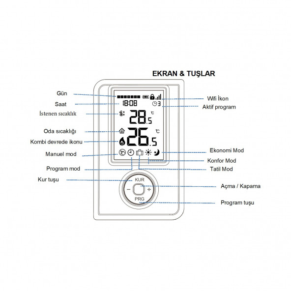 Rcon RC 700 Wifi Kablosuz Oda Termostatı - 4