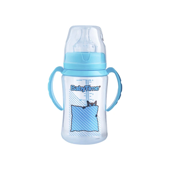 Babytıme 077 Genis Ağız Kulplu Pp Biberon (Silikon Uçlu) 250Ml