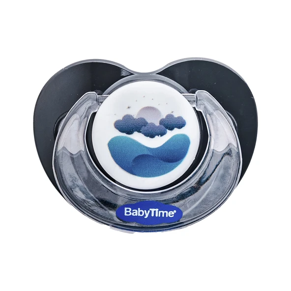 Babytıme 154 Silikon Damaklı Koruyucu Kapaklı Siyah Gövdeli Emzik No:3