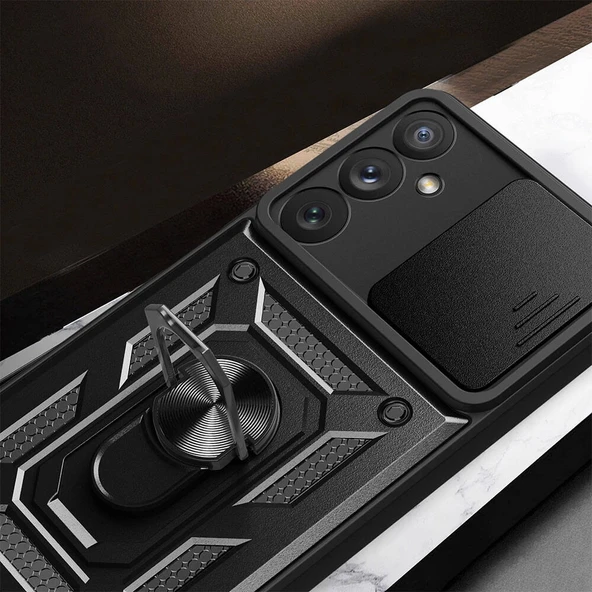 Galaxy A54 Kılıf Magnetik Standlı Kamera Korumalı Zore Sürgülü Vega Kapak - 7