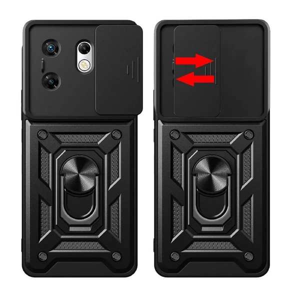 İnfinix Zero 30 4G Kılıf Magnetik Standlı Kamera Korumalı Zore Sürgülü Vega Kapak - 5