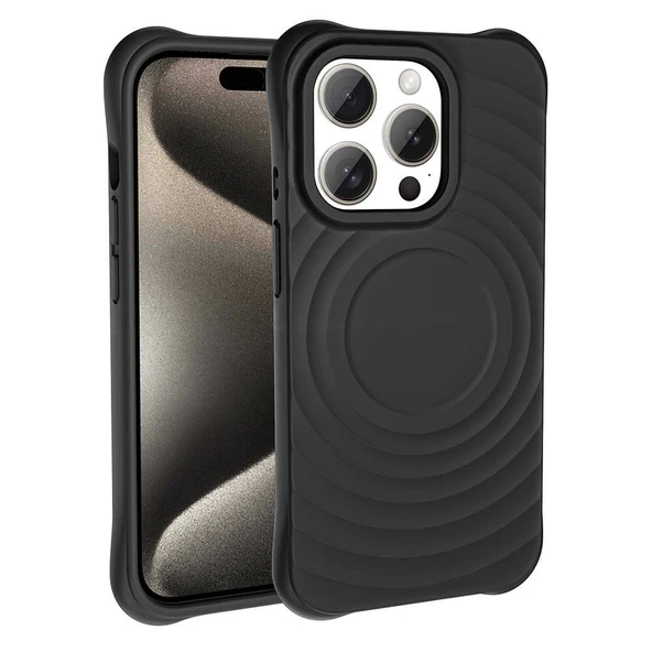 Apple iPhone 15 Pro M-safe Şarj Özellikli Airbagli Mat Görünümlü Zore Hepi Kapak - 7