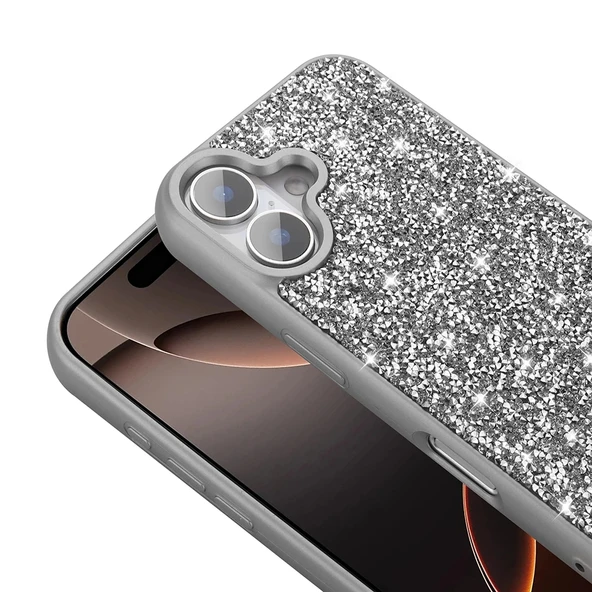 Apple iPhone 16 Plus Kılıf Parlak Taşlı Tasarım Zore Pırlanta Kapak - 2