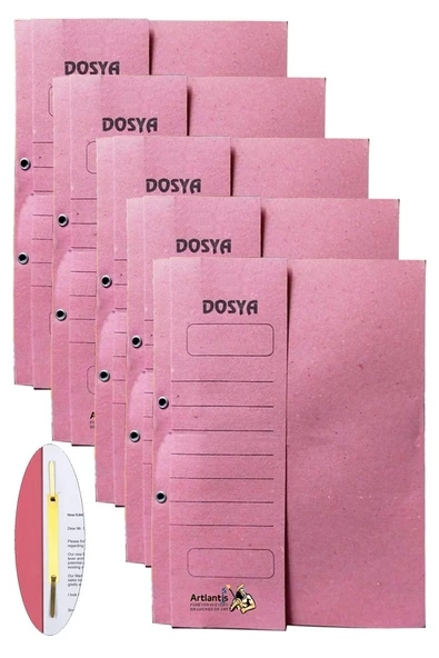 Yarım Kapak Telli Dosya Pembe Karton 5 Adet Karton Yarım Kapaklı Kapsüllü Dosya A4 Boy 24x32 cm Klasör İçin Büro Ofis