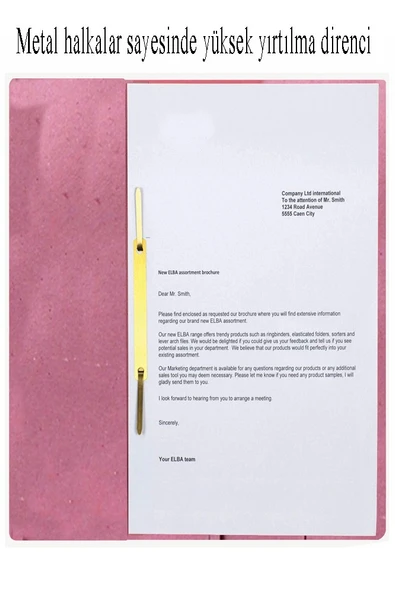Yarım Kapak Telli Dosya Pembe Karton 10 Adet Karton Yarım Kapaklı Kapsüllü Dosya A4 Boy 24x32 cm Klasör İçin Büro Ofis - 4