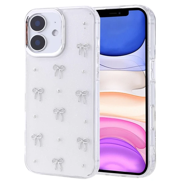 Apple iPhone 11 Kılıf Airbag Tasarımlı Simli Şeffaf Zore Kutup Kapak