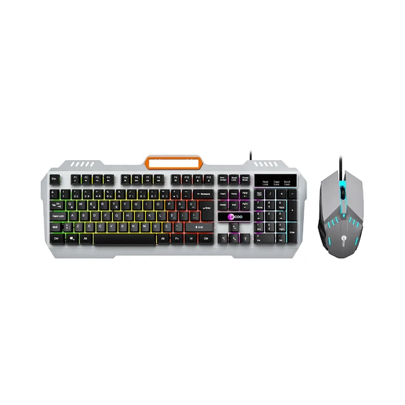 Lenovo Lecoo CM107 Kablolu Oyuncu Klavye Mouse Seti - Rainbow Aydınlatmalı - Siyah