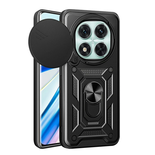 Xiaomi Redmi Note 14 Pro 5G Kılıf Magnetik Standlı Kamera Korumalı Zore Sürgülü Vega Kapak