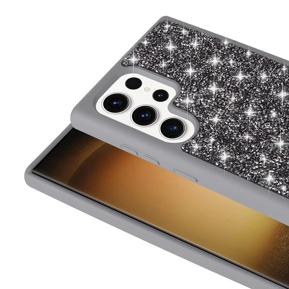 Galaxy S25 Ultra Kılıf Parlak Taşlı Tasarım Zore Pırlanta Kapak - 12