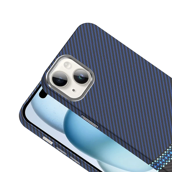 Apple iPhone 14 Kılıf M-safe Şarj Özellikli Karbon Fiber Görünümlü Zore Gros Kapak - 6