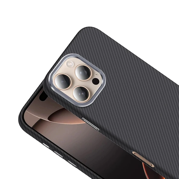 Apple iPhone 16 Pro Max Kılıf M-safe Şarj Özellikli Karbon Fiber Görünümlü Zore Gros Kapak - 9