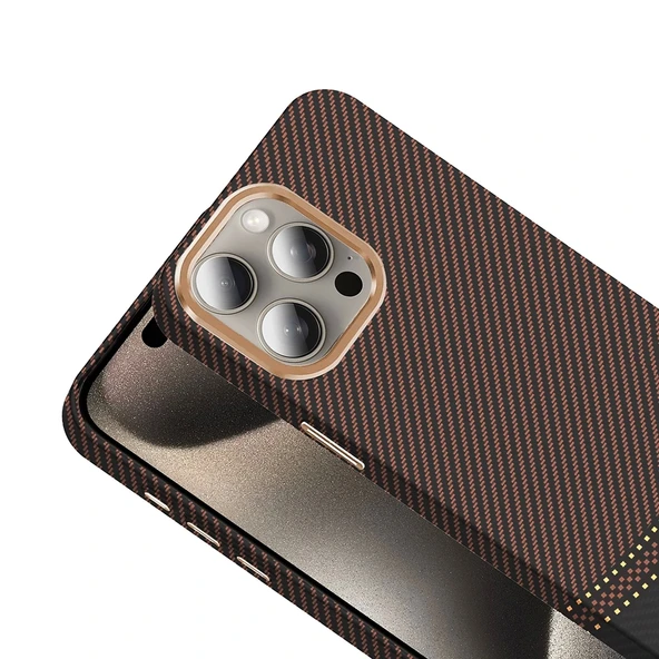 Apple iPhone 15 Pro Kılıf M-safe Şarj Özellikli Karbon Fiber Görünümlü Zore Gros Kapak - 11