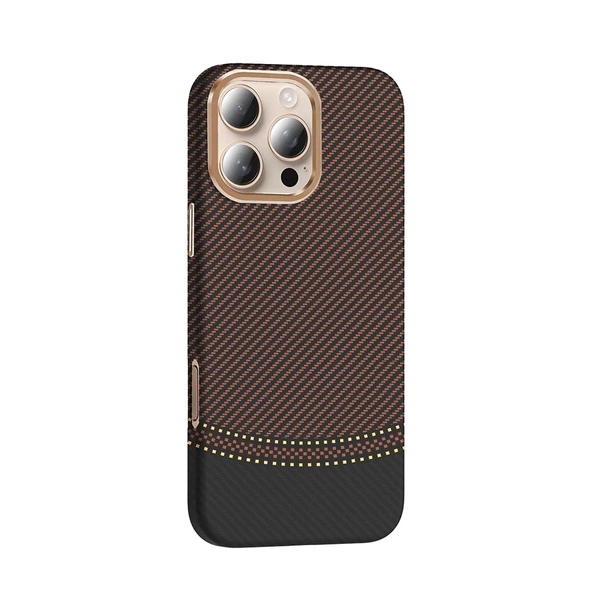 Apple iPhone 16 Pro Max Kılıf M-safe Şarj Özellikli Karbon Fiber Görünümlü Zore Gros Kapak - 10