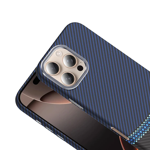Apple iPhone 16 Pro Max Kılıf M-safe Şarj Özellikli Karbon Fiber Görünümlü Zore Gros Kapak - 3