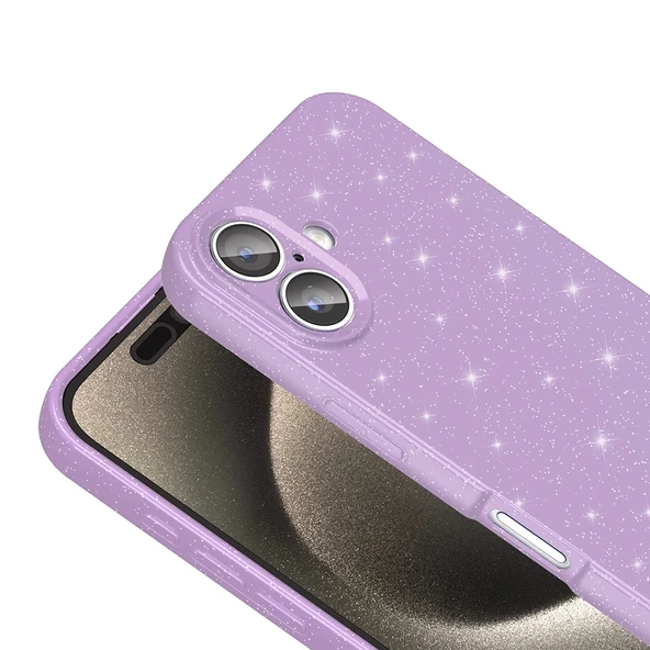 Apple iPhone 16 Kılıf Kamera Korumalı Simli Lüks Zore Koton Kapak - 7