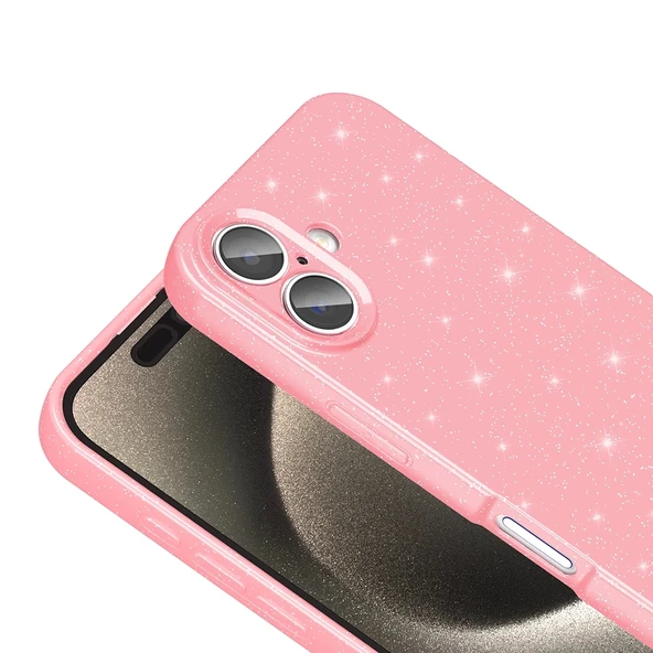 Apple iPhone 16 Kılıf Kamera Korumalı Simli Lüks Zore Koton Kapak - 9