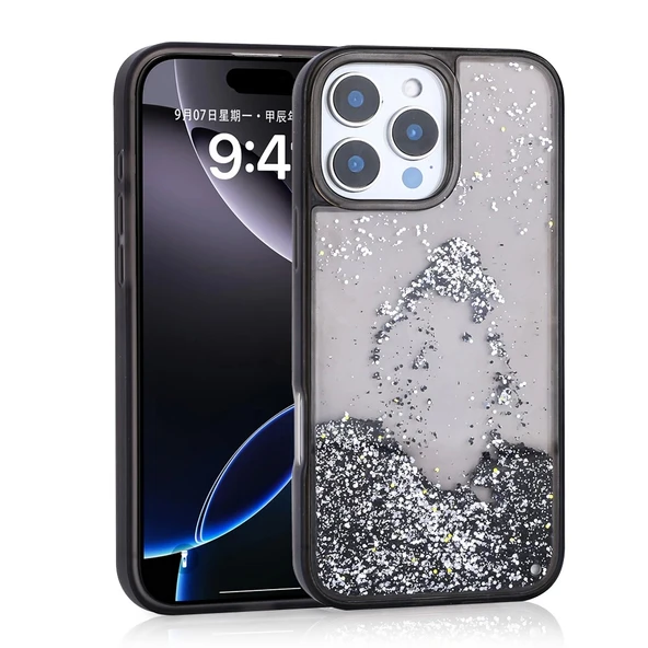 Apple iPhone 14 Pro Max Kılıf Sıvılı Simli Şeffaf Arka Yüzey Zore Keto Silikon Kapak - 4