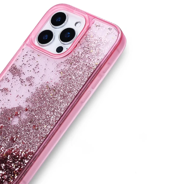 Apple iPhone 16 Pro Kılıf Sıvılı Simli Şeffaf Arka Yüzey Zore Keto Silikon Kapak - 2