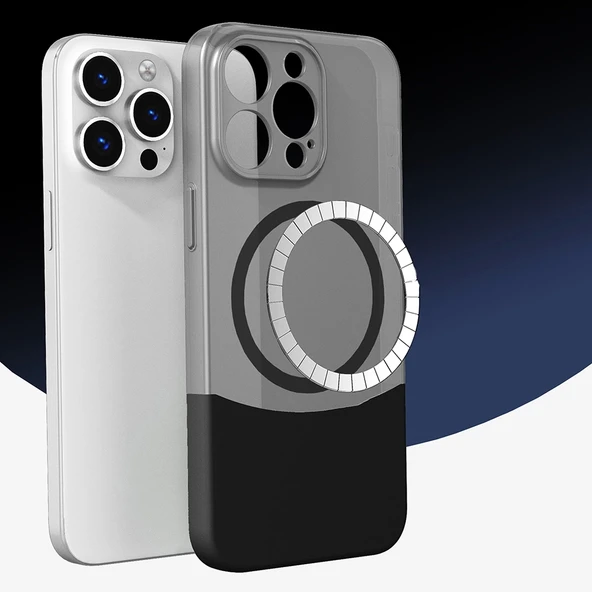 Apple iPhone 15 Pro Kılıf M-Safe Şarj Özellikli Mıknatıslı Zore Duble Kapak - 3