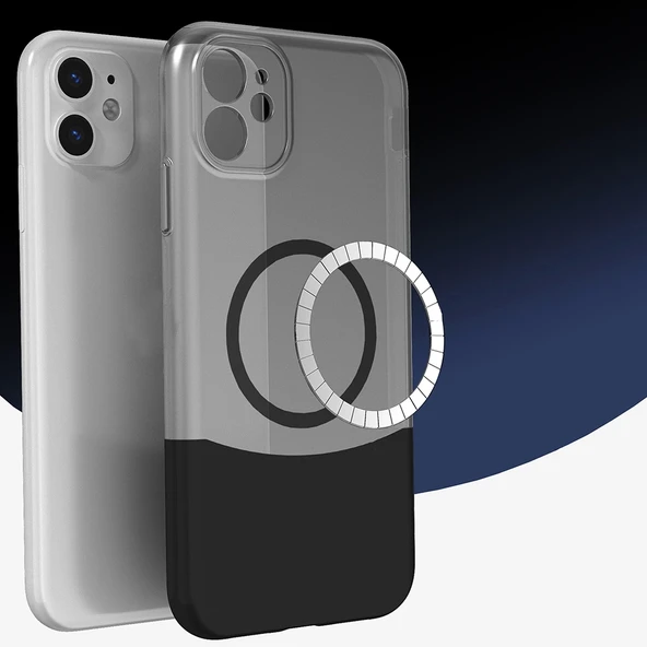 Apple iPhone 11 Kılıf M-Safe Şarj Özellikli Mıknatıslı Zore Duble Kapak - 3
