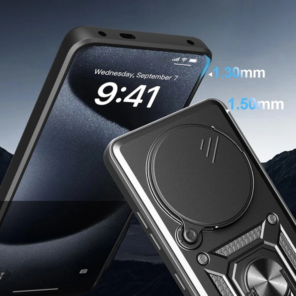 Xiaomi Redmi Note 14 Pro 4G Kılıf Magnetik Standlı Kamera Korumalı Zore Sürgülü Vega Kapak - 6