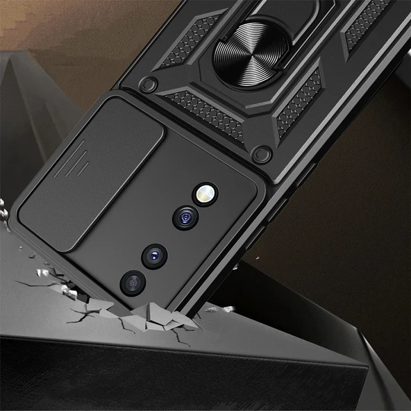 Honor 70 Kılıf Magnetik Standlı Kamera Korumalı Zore Sürgülü Vega Kapak - 3