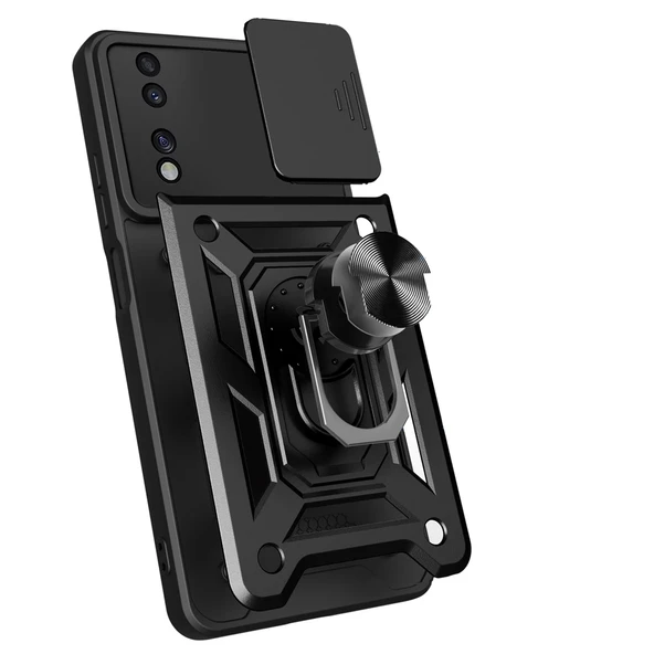 Honor 70 Kılıf Magnetik Standlı Kamera Korumalı Zore Sürgülü Vega Kapak - 9