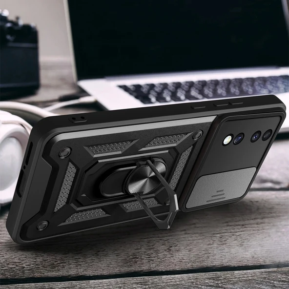 Honor 70 Kılıf Magnetik Standlı Kamera Korumalı Zore Sürgülü Vega Kapak - 7