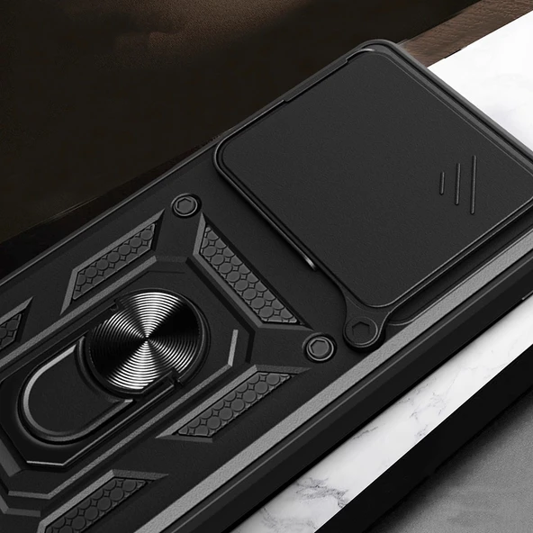 İnfinix Note 40 Pro Kılıf Magnetik Standlı Kamera Korumalı Zore Sürgülü Vega Kapak - 8