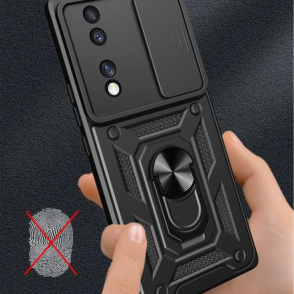 Honor 70 Kılıf Magnetik Standlı Kamera Korumalı Zore Sürgülü Vega Kapak - 6