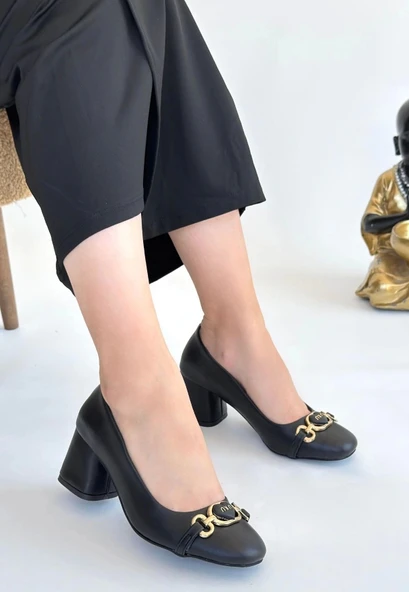 Lucky Siyah Cilt Topuklu Ayakkabı - 2