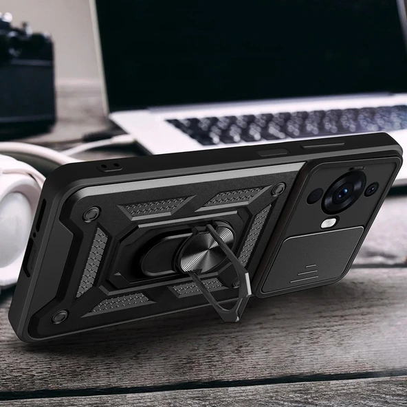 Huawei Nova 12S Kılıf Magnetik Standlı Kamera Korumalı Zore Sürgülü Vega Kapak - 8