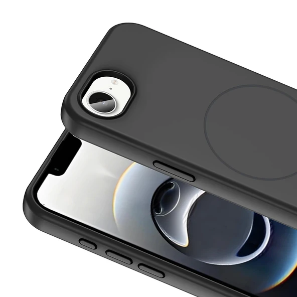 Apple iPhone 16E Kılıf M-safe Şarj Özellikli Sıvı Teknolojili Silinebilir Sert Zore Kivi Kapak - 5