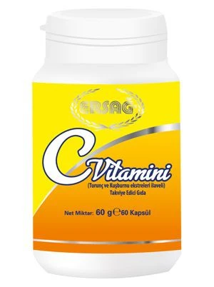 ERSAĞ C VİTAMİNİ KAPSÜL (TURUNÇ VE KUŞBURNU EKSTRELERİ İLAVELİ )