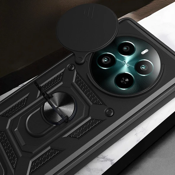 Realme 12 Plus Kılıf Magnetik Standlı Kamera Korumalı Zore Sürgülü Vega Kapak - 8