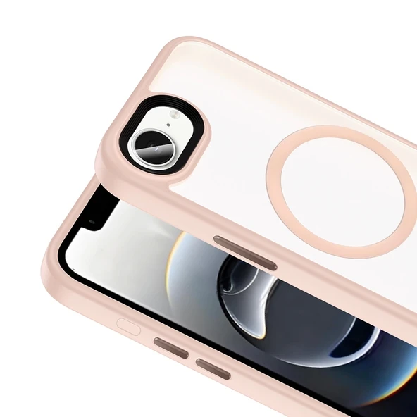 Apple iPhone 16E Kılıf Mat Arka Yüzey Wireless Şarj Özellikli Zore Flet M-safe Kapak - 5