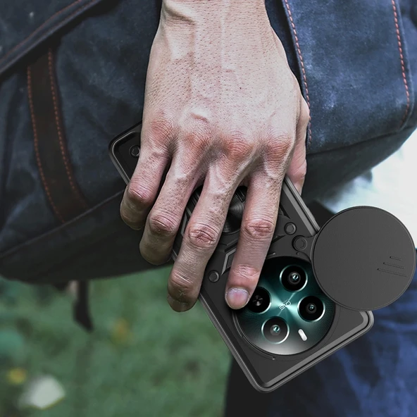 Realme 12 Plus Kılıf Magnetik Standlı Kamera Korumalı Zore Sürgülü Vega Kapak - 9