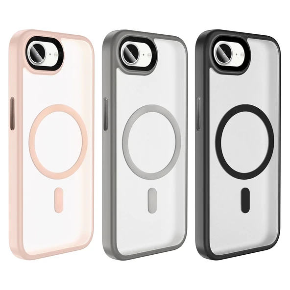 Apple iPhone 16E Kılıf Mat Arka Yüzey Wireless Şarj Özellikli Zore Flet M-safe Kapak - 8