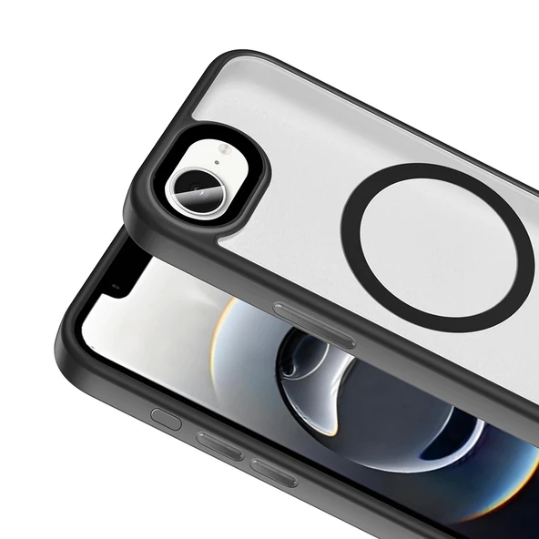 Apple iPhone 16E Kılıf Mat Arka Yüzey Wireless Şarj Özellikli Zore Flet M-safe Kapak - 7