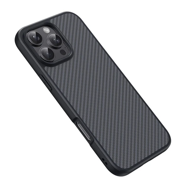 Apple iPhone 16 Pro Max Kılıf M-safe Şarj Özellikli Karbon Fiber Tasarımlı Zore Elnino Kapak - Resim 9