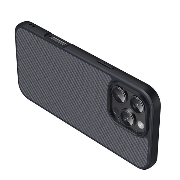 Apple iPhone 16 Pro Kılıf M-safe Şarj Özellikli Karbon Fiber Tasarımlı Zore Elnino Kapak - 6