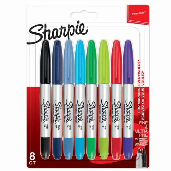 Sharpie Markör Permanent Twin Tip Karışık Renk 8 Li Blisterli - Resim 2