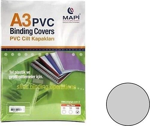 Mapi Cilt Kapağı Plastik Opak A3 160 MIC Şeffaf--100 LÜ ürün görseli 1