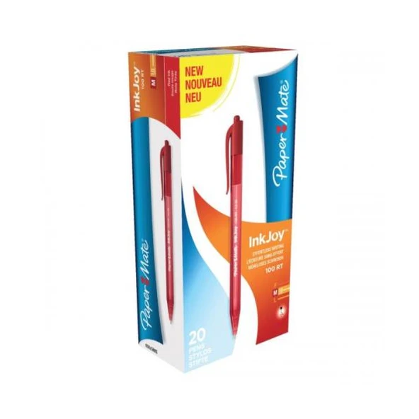 Paper Mate Tükenmez Kalem Inkjoy 100 RT 1.0 MM Kırmızı Basmalı(20 li)