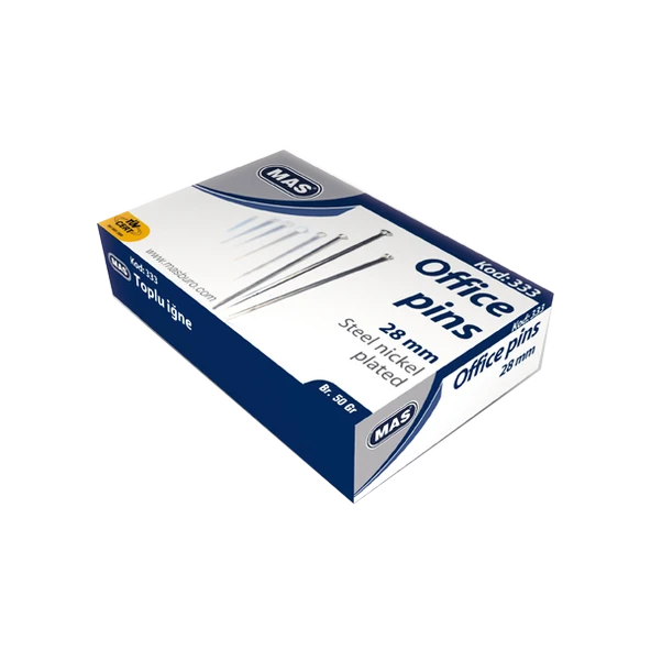 Mas Toplu İğne Nikel 28 MM 50 GR 333 (24 kutu)